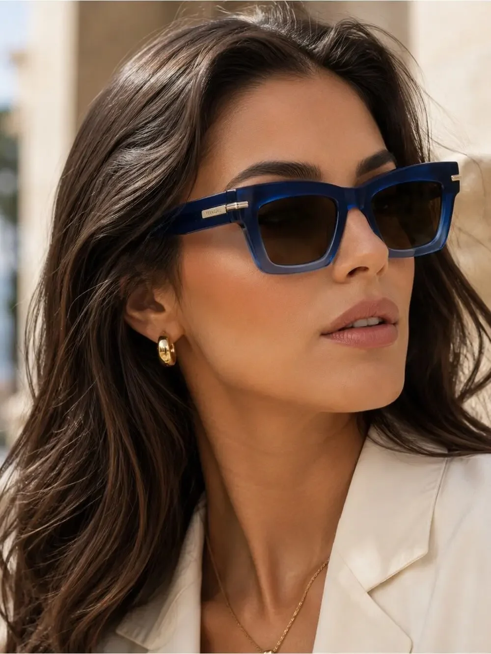 New Salvatore Ferragamo SF2031S 415 Blue Square-Frame Women's Authentic